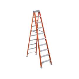 Louisville FS1510 Step Ladder, 300 lb Weight Capacity, 9-Step, 114.301 in H Open, Fiberglass
