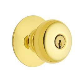 Schlage Plymouth F51A VPLY505K4 Keyed Entry Knob, 1-3/8 to 1-3/4 in Thick Door, Brass/Zinc
