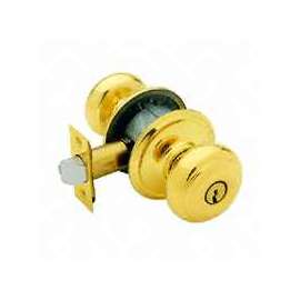 Schlage Georgian F51A VGEO505K4 Keyed Entry Knob, 1-3/8 to 1-3/4 in Thick Door, Brass/Zinc
