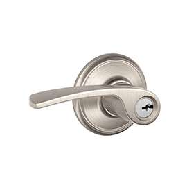Schlage Merano F51AV MER 619 Entry Lever Lockset with Century Trim, Keyed Different Key, 2 Grade, Brass, Satin Nickel