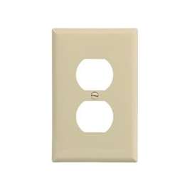 Eaton Wiring Devices PJ8V Mid-Size Duplex and Single Receptacle Wallplate, 1-Gang, Polycarbonate, Ivory