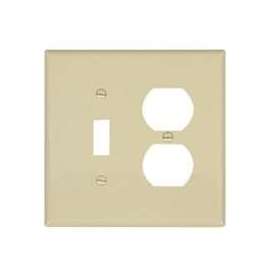 Eaton Wiring Devices PJ18V Combination, Mid-Size Wallplate, 2-Gang, Polycarbonate, Ivory