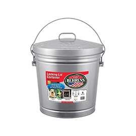 Behrens 6106 KIT Locking Lid Can, 6 gal Capacity, 14 in H, Galvanized Steel, Silver