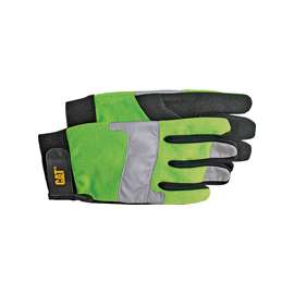 Cat CAT012214L High-Visibility Utility Gloves, L, Black/Fluorescent Green, Synthetic Leather