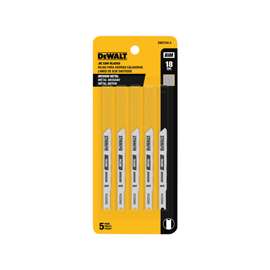 DeWALT DW3724-5 Jig Saw Blade, 18 TPI, HCS, Silver