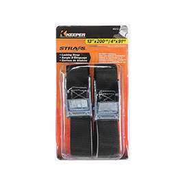 KEEPER 85213 Fully Adjustable Lashing Strap, 200 lb Load Capacity, 600 lb Breaking Strength, Red