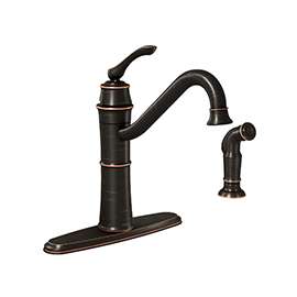 Moen Wetherly 87999BRB Kitchen Faucet, 1-Faucet Handle, 7.87 in H Spout, Stainless Steel, Mediterranean Bronze