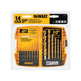 DeWALT DW1341 Speed Tip Drill Bit Set, Steel, Titanium, 14-Piece