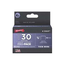 Arrow T30 Series 306IP Flat Crown Staple, 3/8 in L Leg