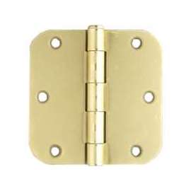 ProSource Door Hinge, 4 In L X 4 In W Door Leaf, 8 Holes, 2.2 Mm Thick Leaf, Steel, Satin Brass