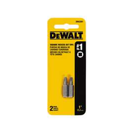 DeWALT DW2201 Screwdriver Bit, #1 Drive, Square Recess Drive, 1/4 in Shank, Hex Shank, Steel