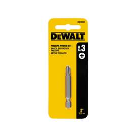 DeWALT DW2023 Power Bit, #3 Drive, Phillips Drive, 1/4 in Shank, Hex Shank, Steel