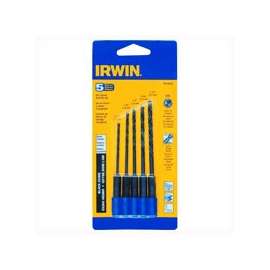 IRWIN 4935642 Heavy-Duty, Jobber Length Drill Bit Set, Steel, Black Oxide, 5-Piece