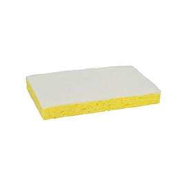 Scotch-Brite 63 Scrub Sponge, 6.1 in L, 0.7 in Thick, Cellulose Fiber, White/Yellow