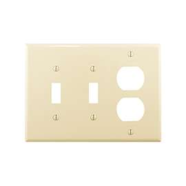 Eaton Wiring Devices PJ28A Combination, Mid-Size Wallplate, 3-Gang, Polycarbonate, Almond