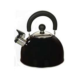 Euro-Ware 309-BK Whistling Tea Kettle, 2.5 qt Capacity, Stainless Steel, Black