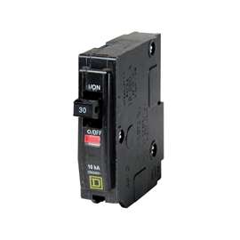 Square D QO QO130C Miniature Circuit Breaker, 120/240 VAC, 48 VDC, Thermal Magnetic Trip, Plug-In Mounting