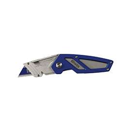 IRWIN FK100 Utility Knife, 2-1/2 in L Blade, 1-Blade, Straight Blue Handle