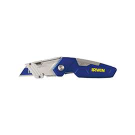 IRWIN 1858319 Utility Knife, 2-1/2 in L Blade, 3-Blade, Straight Blue Handle