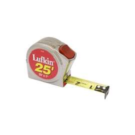 Cresent Lufkin P2125N Tape Measure, 25 ft L x 1 in W Blade, Steel Blade, Chrome