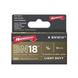Arrow BN1810CS Brad Nail, Smooth Shank, 5/8 in L, Steel