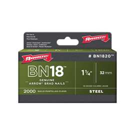 Arrow BN1820CS Brad Nail, Smooth Shank, 1-1/4 in L, Steel