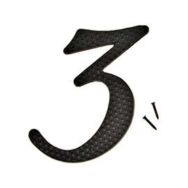 HY-KO DC-5/3 House Number, Character 3, 2-3/4 in W x 4-3/4 in H Character, Black Character