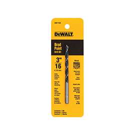 DeWALT DW1704 Wood Bit Drill Bit, Twist Flute, 2-1/4 in L Flute, Straight Shank, 3/16 in Dia Shank