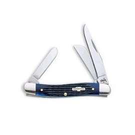 CASE 02801 Folding Pocket Knife, 2.57 in Clip, 1.88 in Sheep Foot, 1.71 in Spey L Blade, 3-Blade, Blue Handle