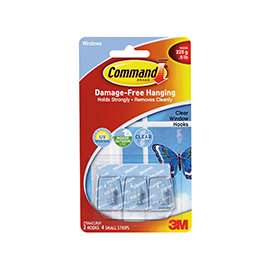 Command 17066CLRUV Window Hook, 0.5 lb Weight Capacity, Plastic
