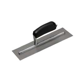 Marshalltown FT144P Finishing Trowel, Tempered Blade, Curved Handle, Steel Blade, Black Handle