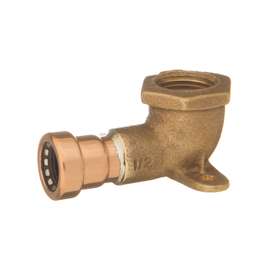 CopperLoc 9707-3-5 Drop Ear Non-Removable Tube Elbow, 90 deg, 1/2 in, C X F, 200 psi, Copper, 0 - 250 deg F