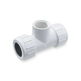 NDS CPT-1000-T Pipe Tee, 1 in Run, Compression Run Connection, 1 in Branch, FNPT Branch Connection, White