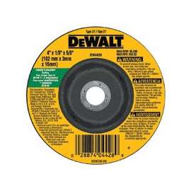 DeWALT DW4524 High Performance, Type 27 Grinding Wheel, 7/8 in Arbor, 24-Grit, Silicone Carbide, 4-1/2 in Dia
