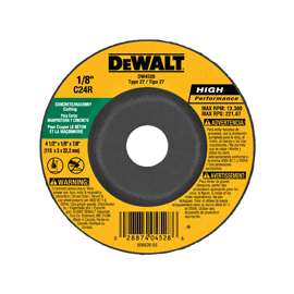 DeWALT DW4528 High Performance, Type 27 Grinding Wheel, 7/8 in Arbor, 24-Grit, Silicone Carbide, 4-1/2 in Dia