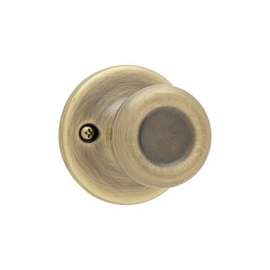 Kwikset 488T 5 Half-Inactive Dummy Door Knob, 1-7/8 in Dia Knob, Antique Brass