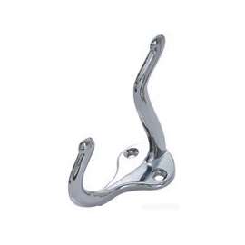 ProSource Coat And Hat Hook, 5/64 In Mounting Hole, Die-Cast Zinc, Chrome Plated