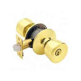 Schlage F51A BEL605KA4 Keyed Entry Knob, 1-3/8 to 1-3/4 in Thick Door, Brass/Zinc