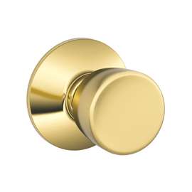 Schlage F10 BEL 605 Hall and Closet Lock Passage Knob, 1-3/8 to 1-3/4 in Thick Door, Metal, Brass