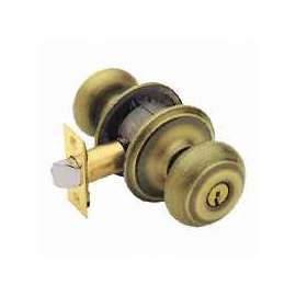 Schlage Georgian F51A GEO609KA4 Keyed Entry Knob, 1-3/8 to 1-3/4 in Thick Door, Brass/Zinc