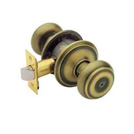 Schlage Georgian F40 GEO 609 Privacy Door Knob, 1-3/8 to 1-3/4 in Thick Door, Brass
