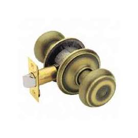 Schlage Georgian F10 GEO 609 Hall and Closet Lock Passage Knob, 1-3/8 to 1-3/4 in Thick Door, Metal, Antique Brass