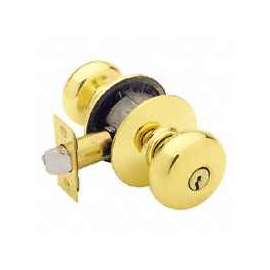Schlage Plymouth F51A PLY605KA4 Keyed Entry Knob, 1-3/8 to 1-3/4 in Thick Door, Brass/Zinc