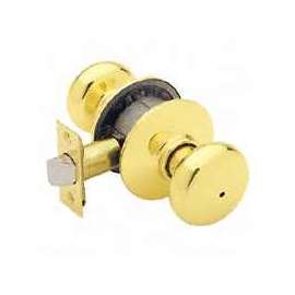 Schlage Plymouth F40 PLY 605 Privacy Door Knob, 1-3/8 to 1-3/4 in Thick Door, Brass