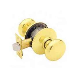 Schlage Plymouth F10 PLY 605 Hall and Closet Lock Passage Knob, 1-3/8 to 1-3/4 in Thick Door, Metal, Brass