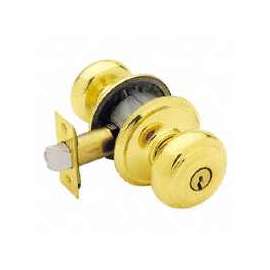 Schlage Georgian F51A GEO605KA4 Keyed Entry Knob, 1-3/8 to 1-3/4 in Thick Door, Brass/Zinc