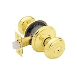 Schlage Georgian F40 GEO 605 Privacy Door Knob, 1-3/8 to 1-3/4 in Thick Door, Brass