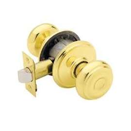 Schlage Georgian F10 GEO 605 Hall and Closet Lock Passage Knob, 1-3/8 to 1-3/4 in Thick Door, Metal, Brass