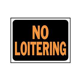 HY-KO Hy-Glo 3036 Identification Sign, Rectangular, NO LOITERING, Fluorescent Orange Legend, Black Background