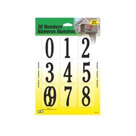 HY-KO MM-200B Packaged Number Set, 2-3/8 in H Character, Black Character